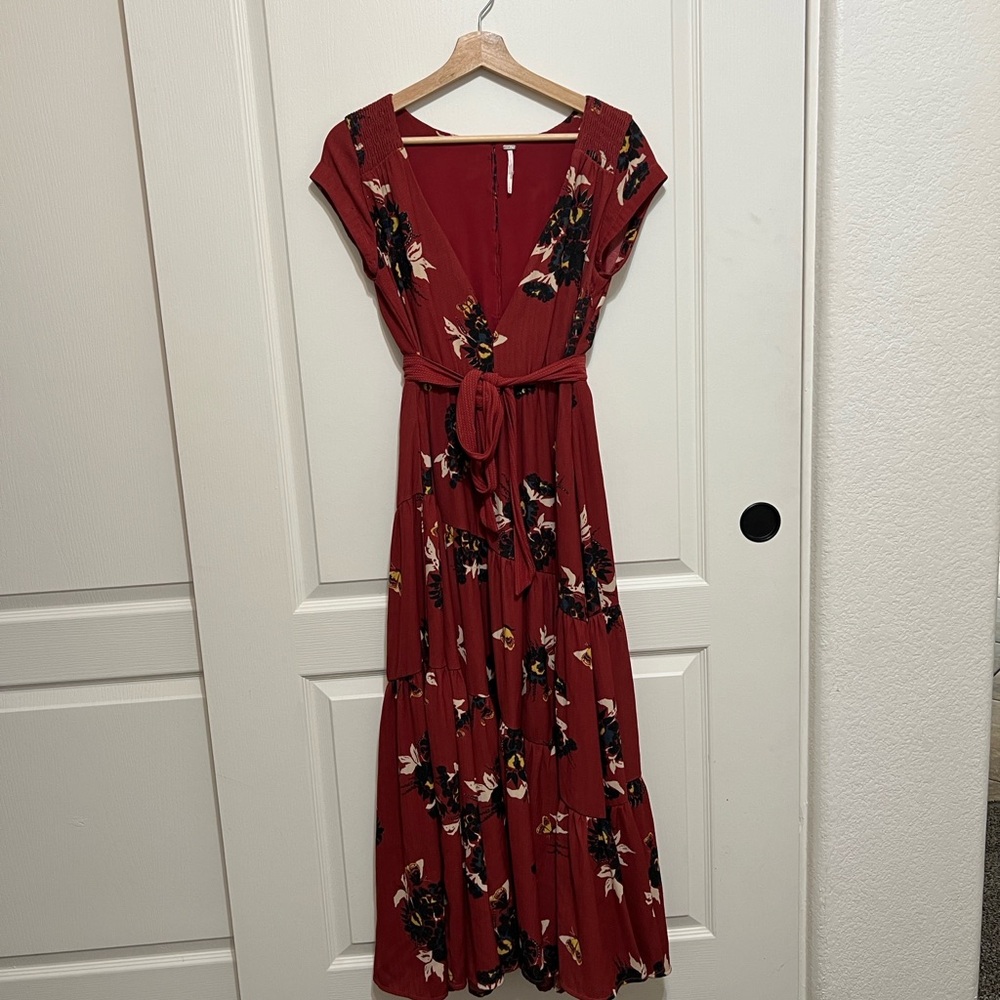 Free People Red Floral Maxi Dress